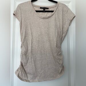 White House Black Market Short Sleeve Scoop Neck Tee in Light Beige